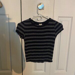 White+Navy Garage Cropped T-Shirt